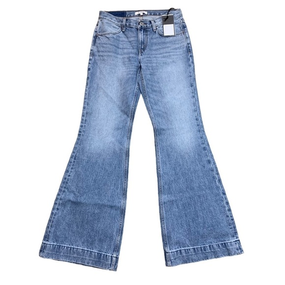 RE/DONE 70s Low-Rise Bell Bottom Jeans In Lake Blue New With Tags Size 25 - Picture 3 of 16